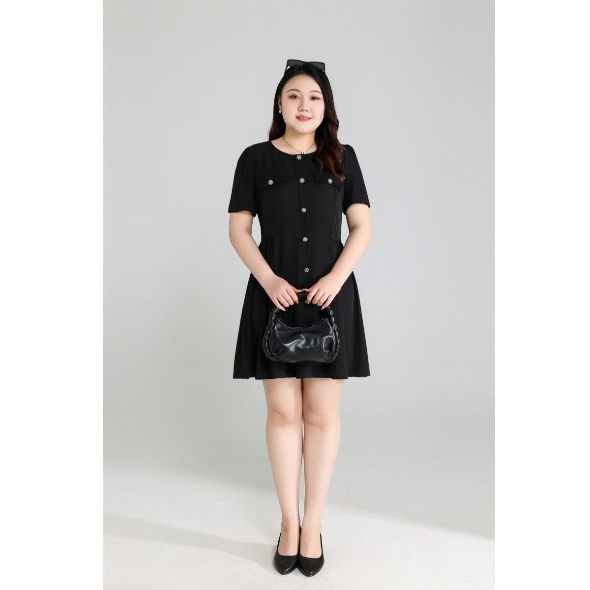 Plus Size Black Chic Fit and Flare Dress
