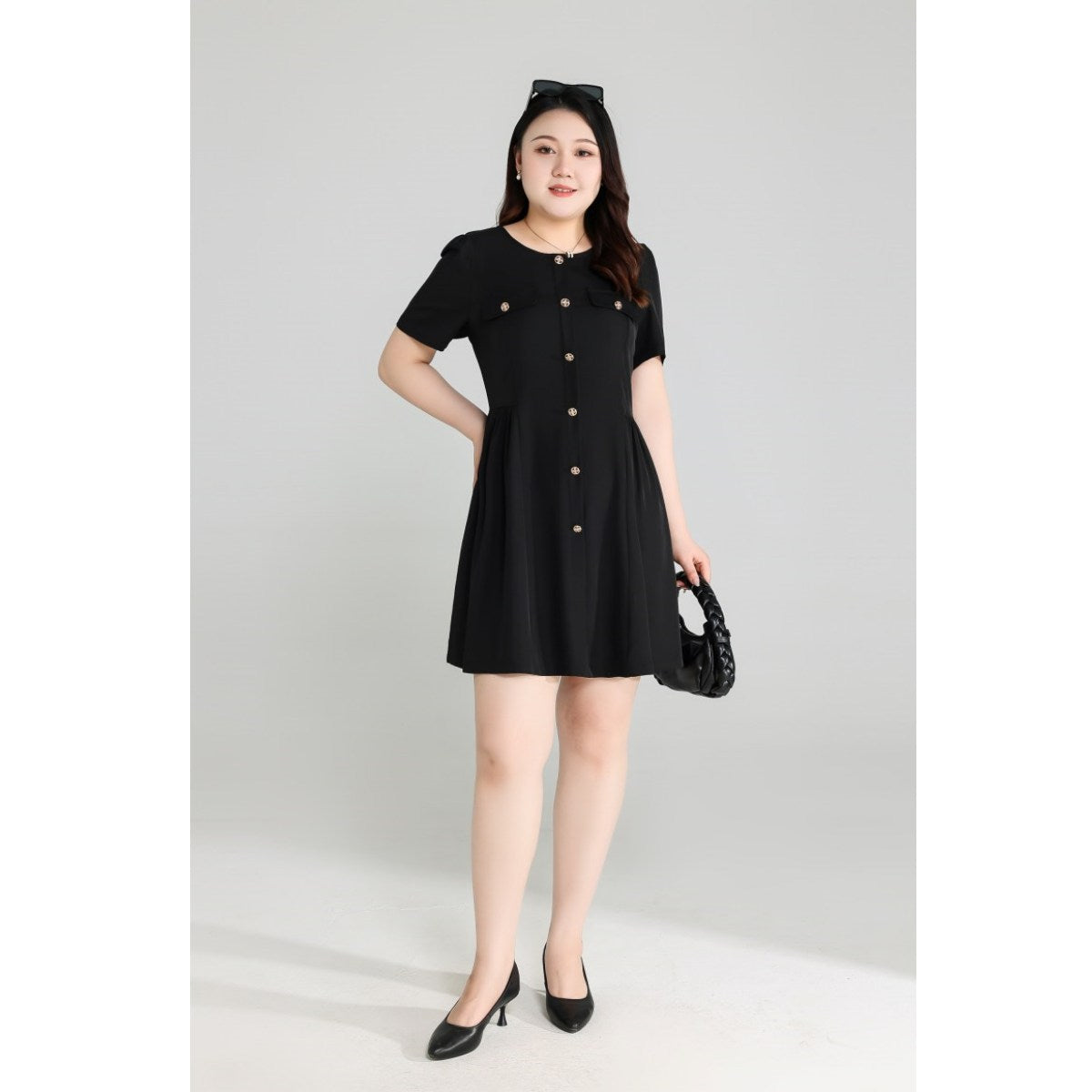 Plus Size Black Chic Fit and Flare Dress