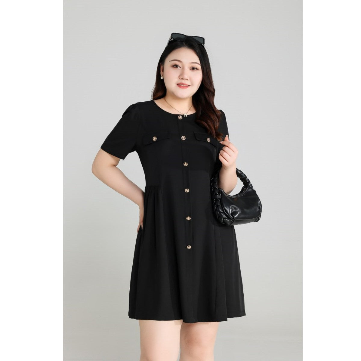 Plus Size Black Chic Fit and Flare Dress