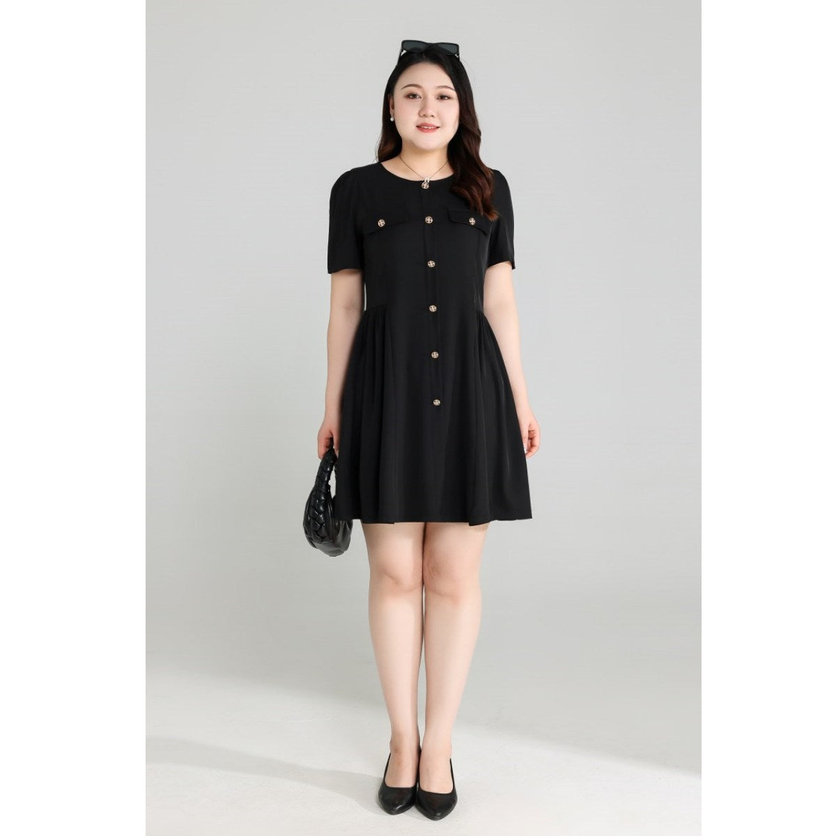 Plus Size Black Chic Fit and Flare Dress