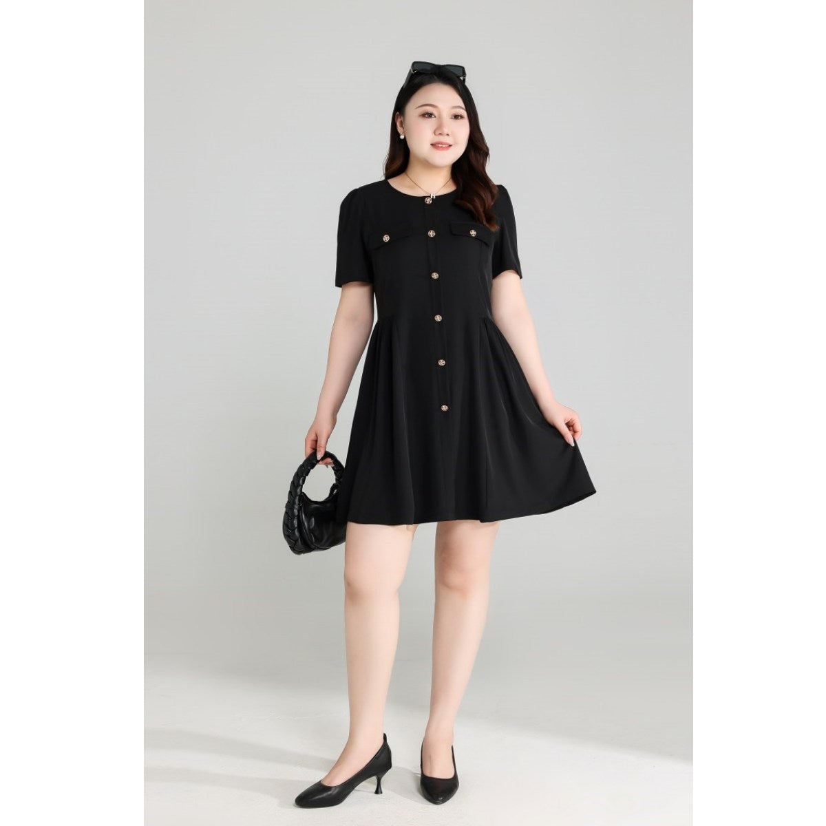 Plus Size Black Chic Fit and Flare Dress