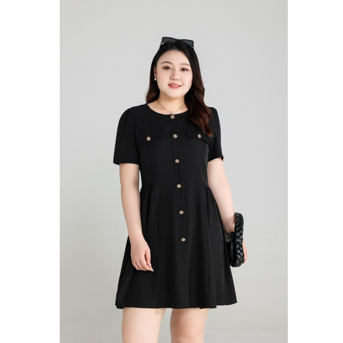 Plus Size Black Chic Fit and Flare Dress