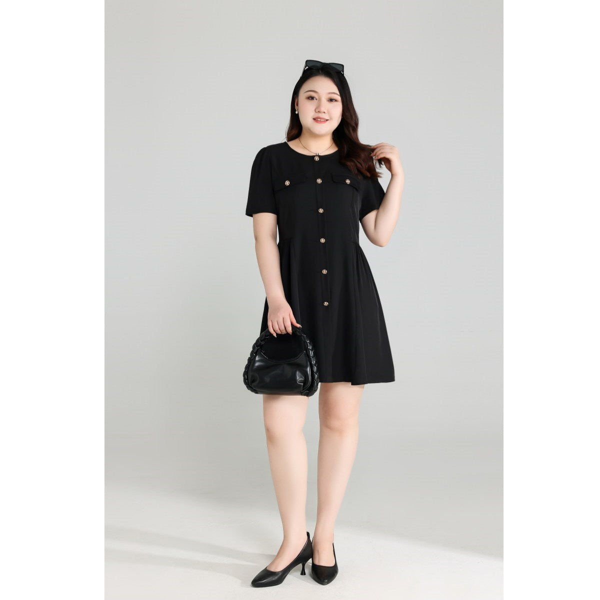 Plus Size Black Chic Fit and Flare Dress
