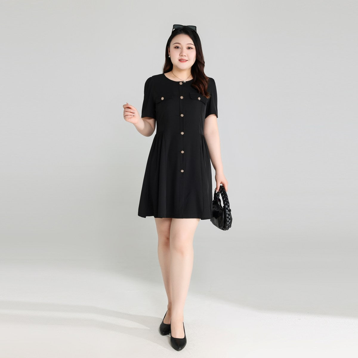 Plus Size Black Chic Fit and Flare Dress