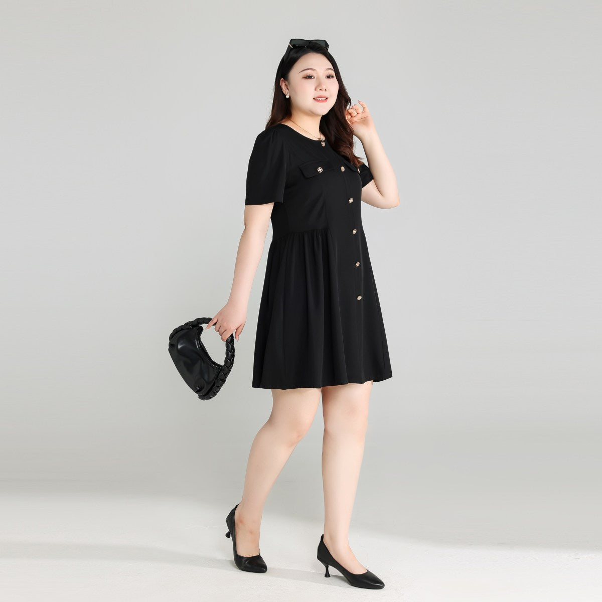 Plus Size Black Chic Fit and Flare Dress