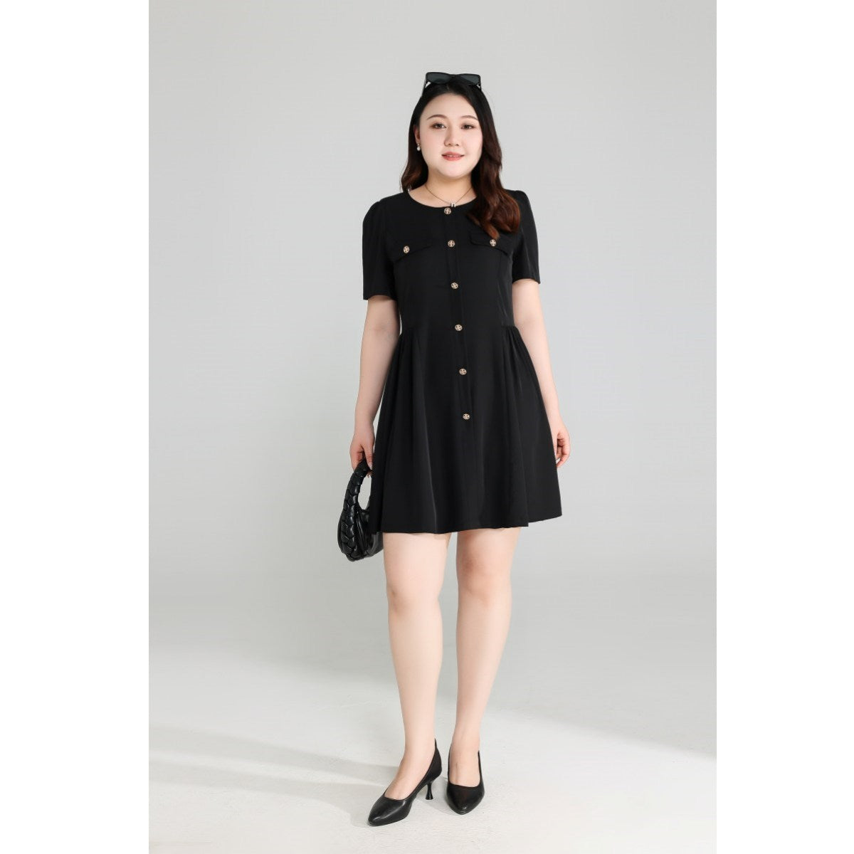 Plus Size Black Chic Fit and Flare Dress