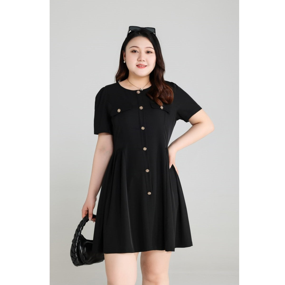 Plus Size Black Chic Fit and Flare Dress