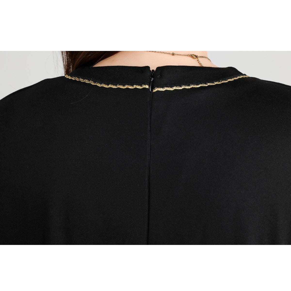 Plus Size Black Dress with Gold Buttons