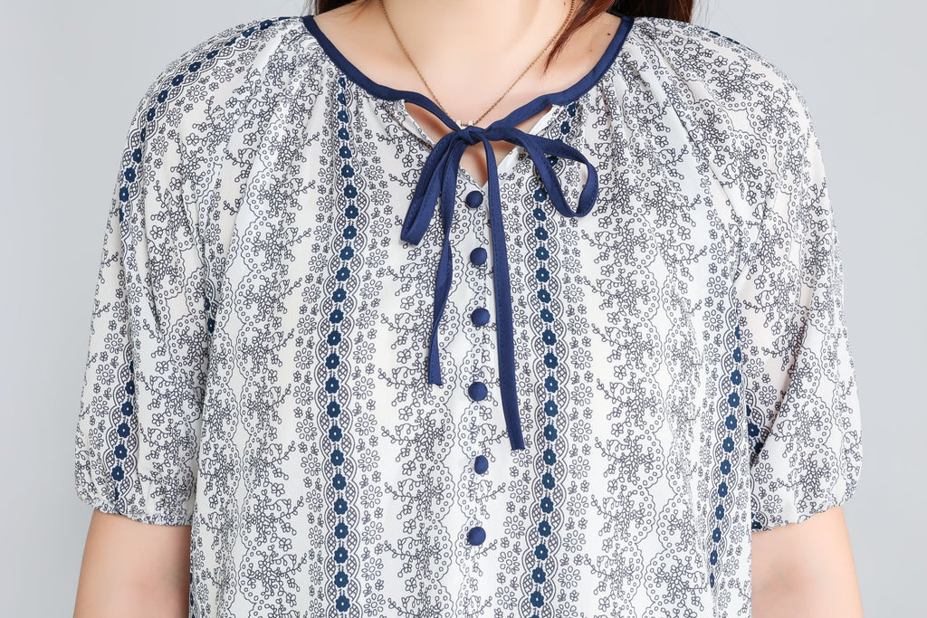 Plus Size Boho Short Sleeve Blouse