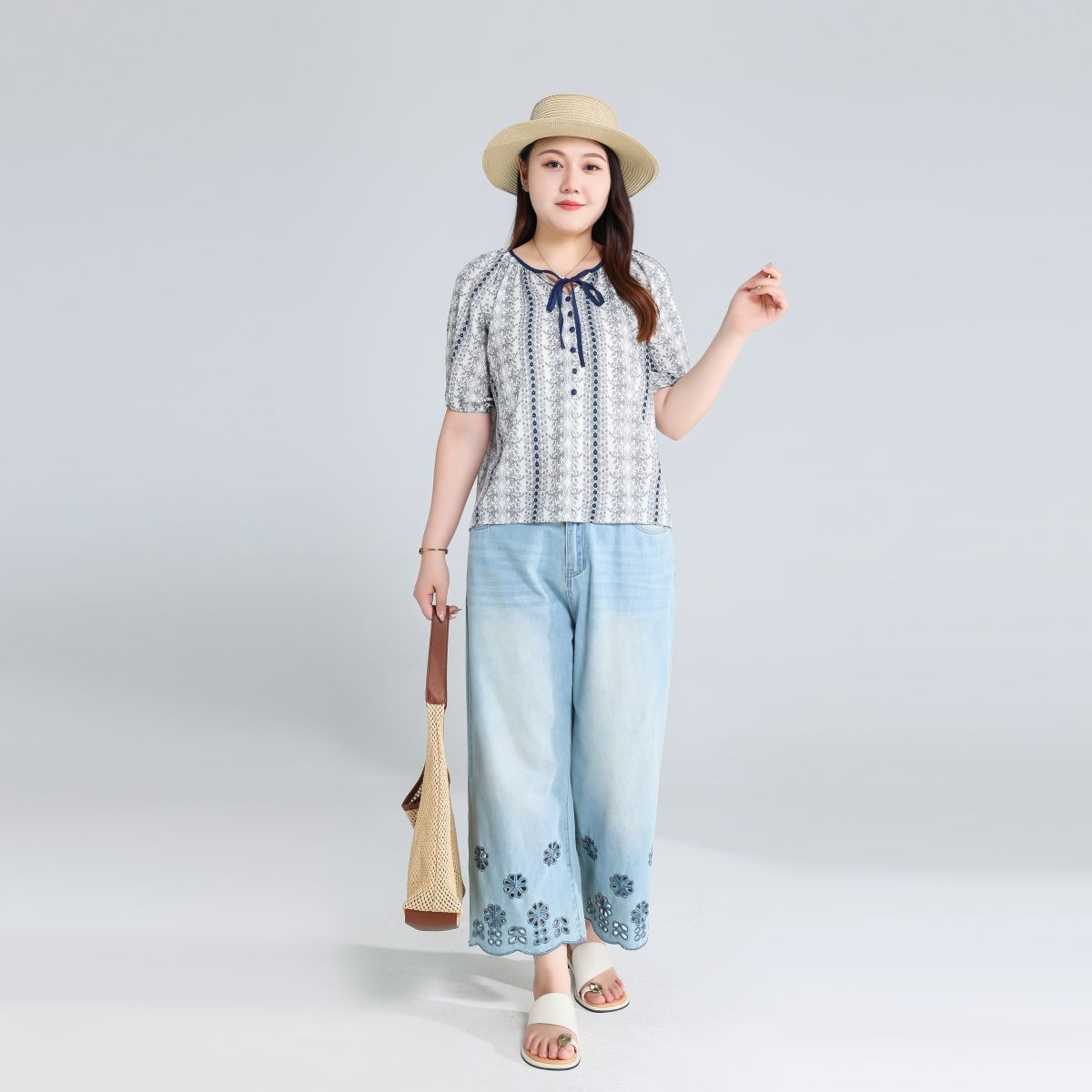 Plus Size Boho Short Sleeve Blouse