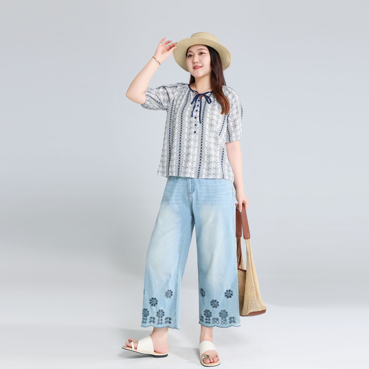 Plus Size Boho Short Sleeve Blouse