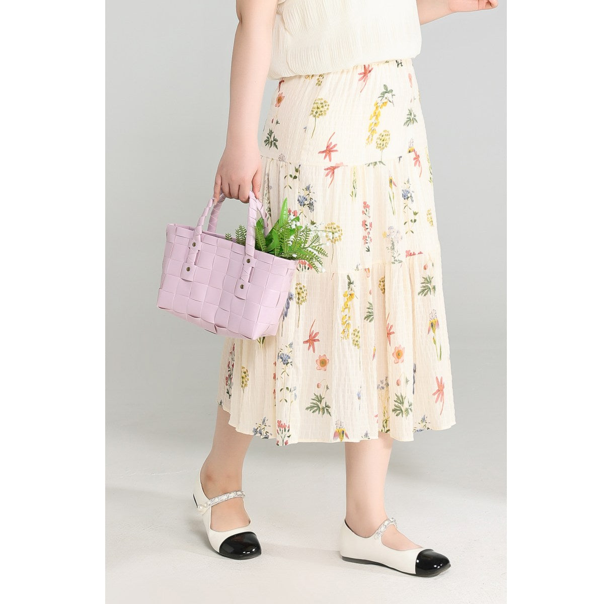 Plus Size Colourful Flowers Midi Skirt