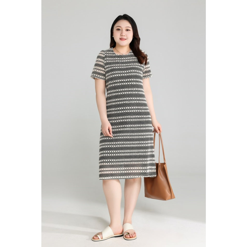 Plus Size Crochet Stripes Shift Dress