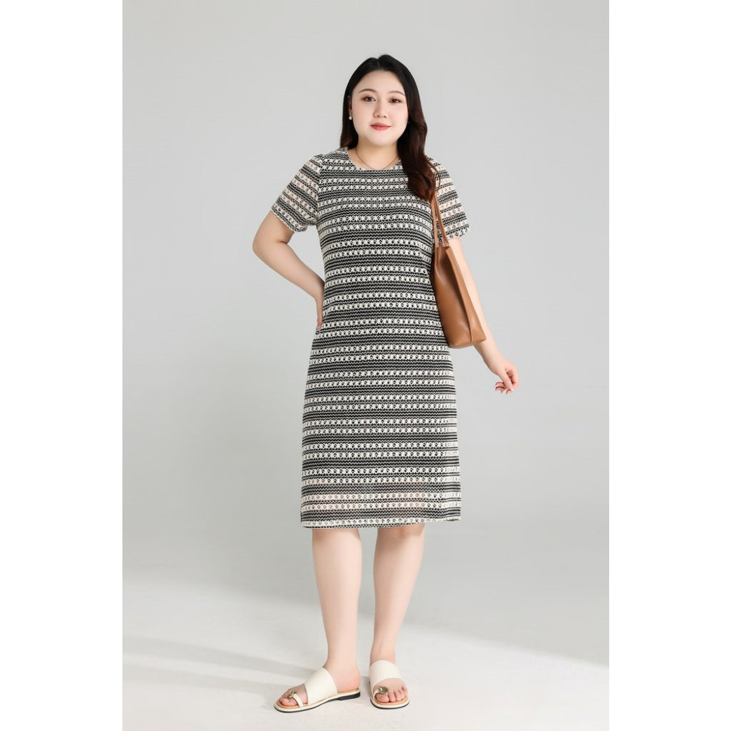 Plus Size Crochet Stripes Shift Dress