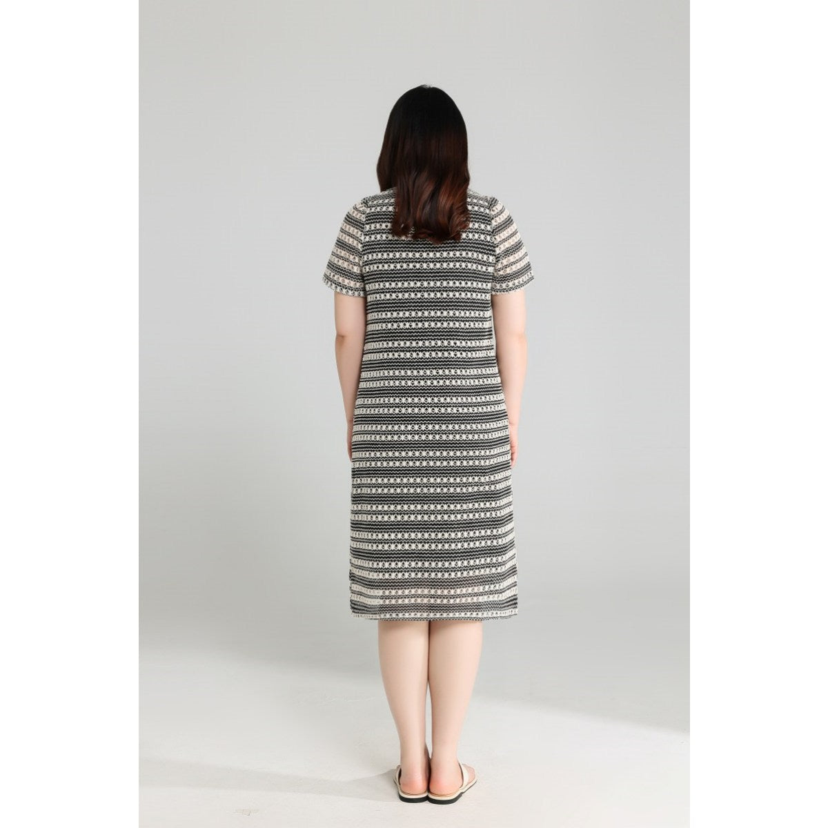 Plus Size Crochet Stripes Shift Dress