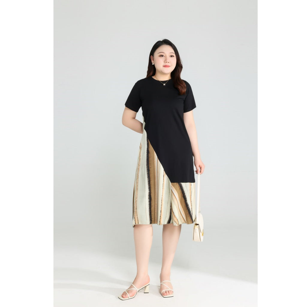 Plus Size Diagonal Stripes Dress