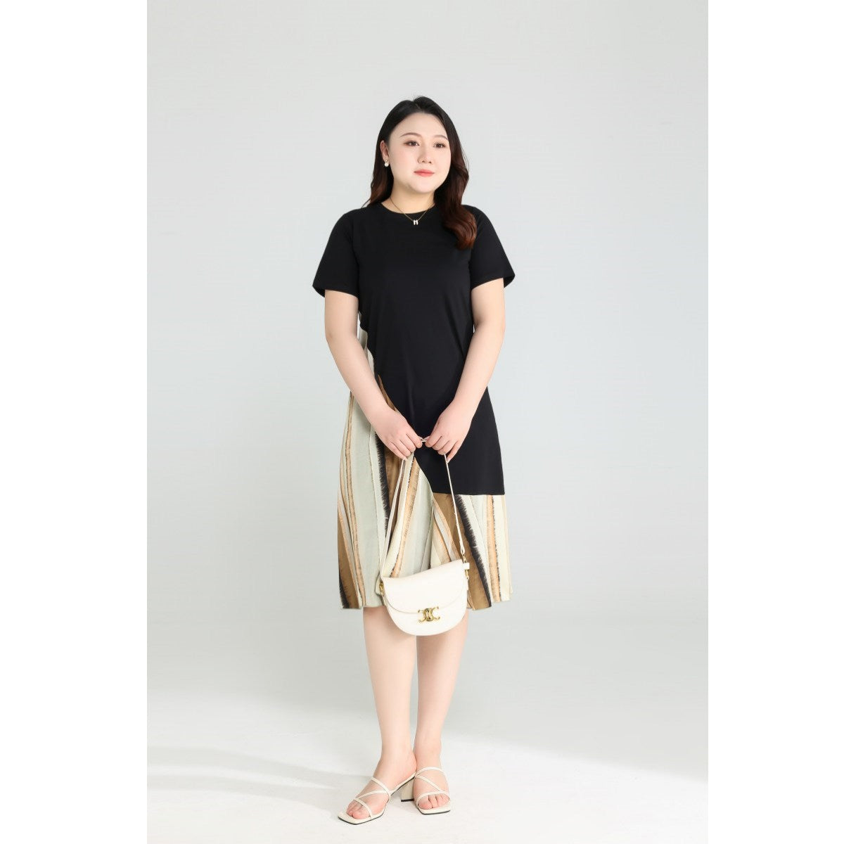 Plus Size Diagonal Stripes Dress