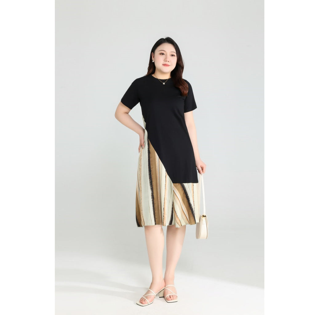 Plus Size Diagonal Stripes Dress