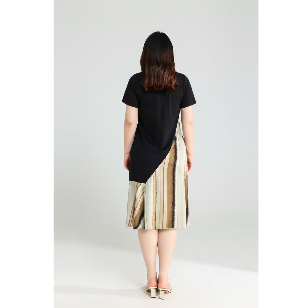 Plus Size Diagonal Stripes Dress