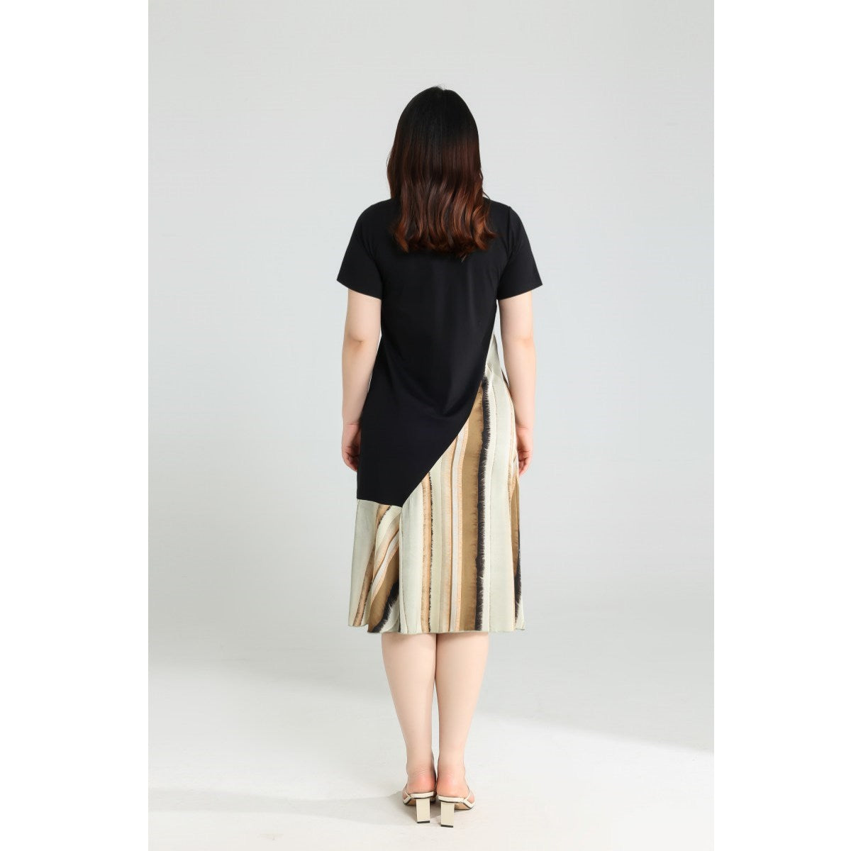 Plus Size Diagonal Stripes Dress