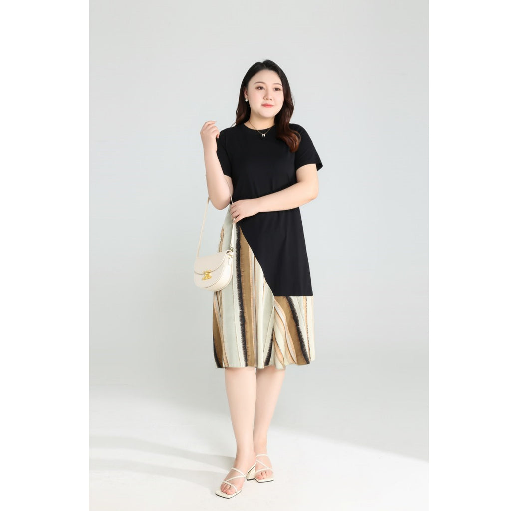 Plus Size Diagonal Stripes Dress