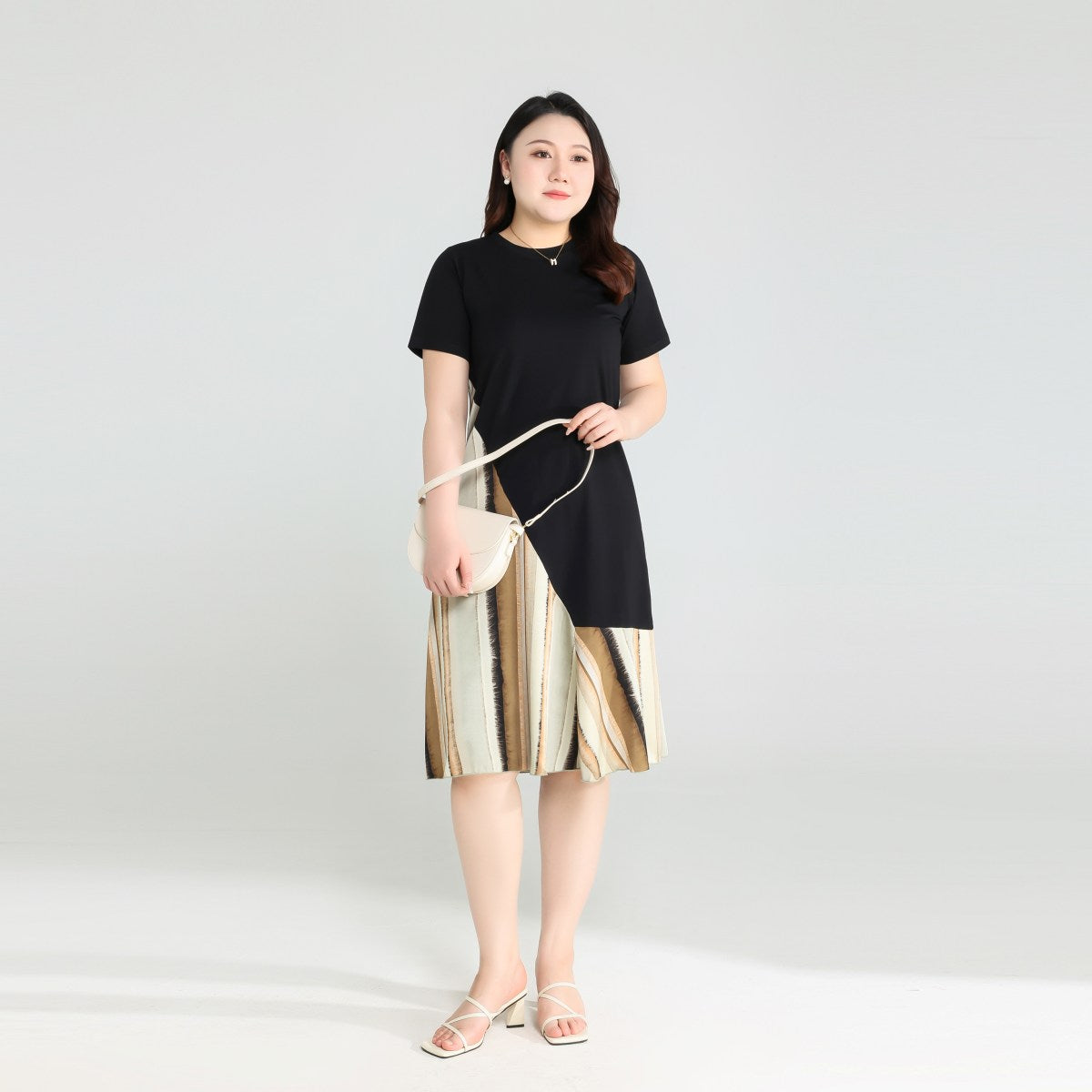 Plus Size Diagonal Stripes Dress