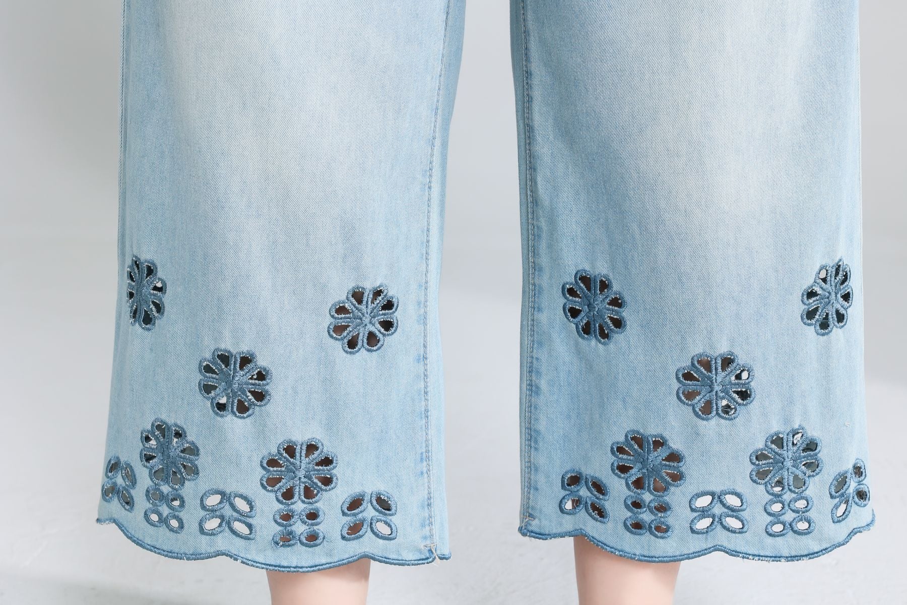 Plus Size Floral Cutout Jeans