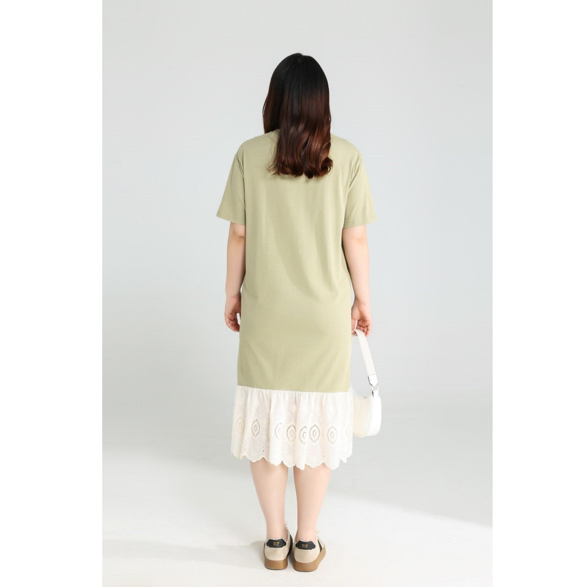 Plus Size Green Floral Lace T Shirt Dress