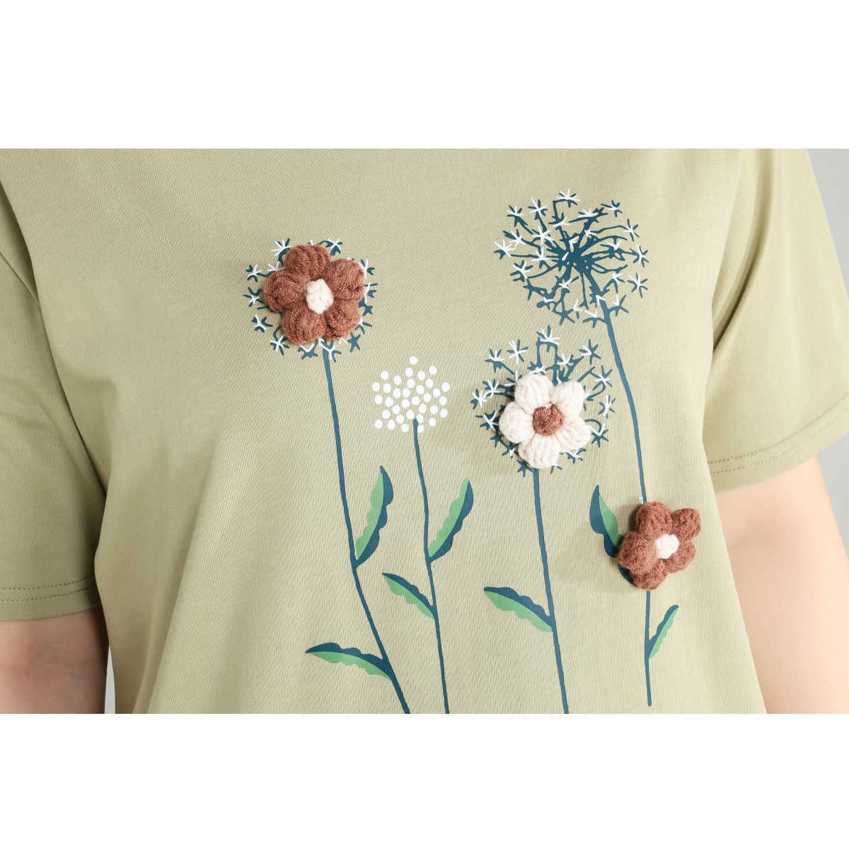 Plus Size Green Floral Lace T Shirt Dress