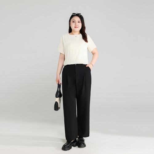 Plus Size Beige Short Sleeve Blouse