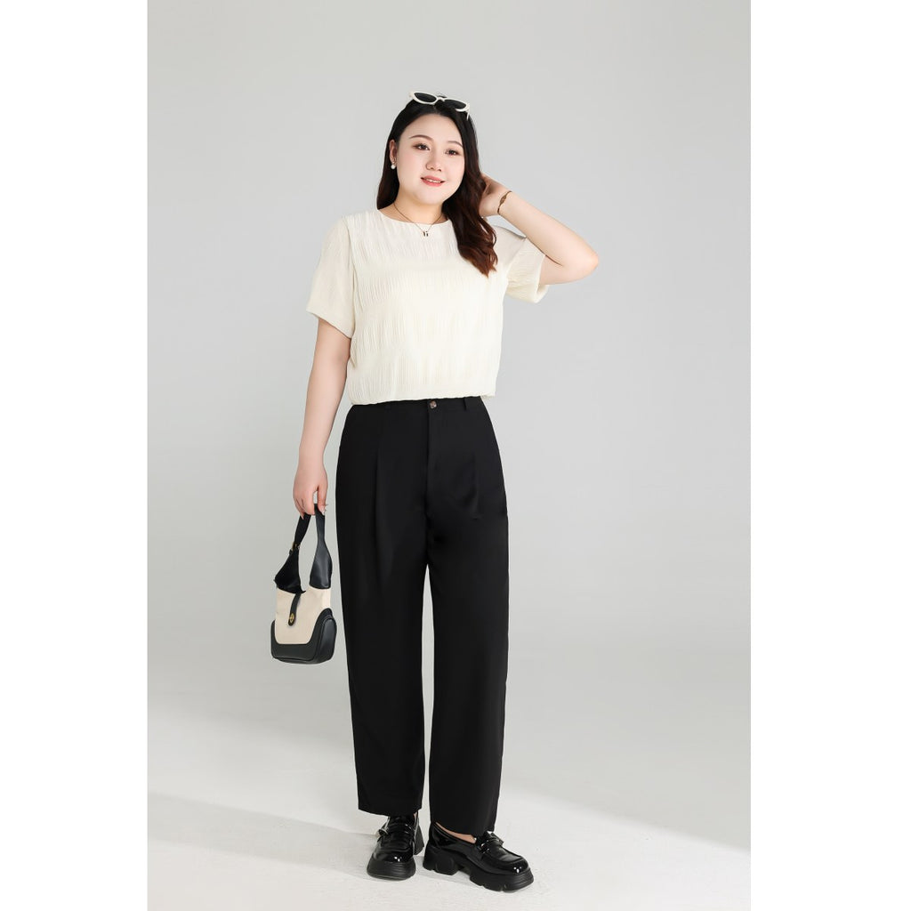 Plus Size Beige Short Sleeve Blouse