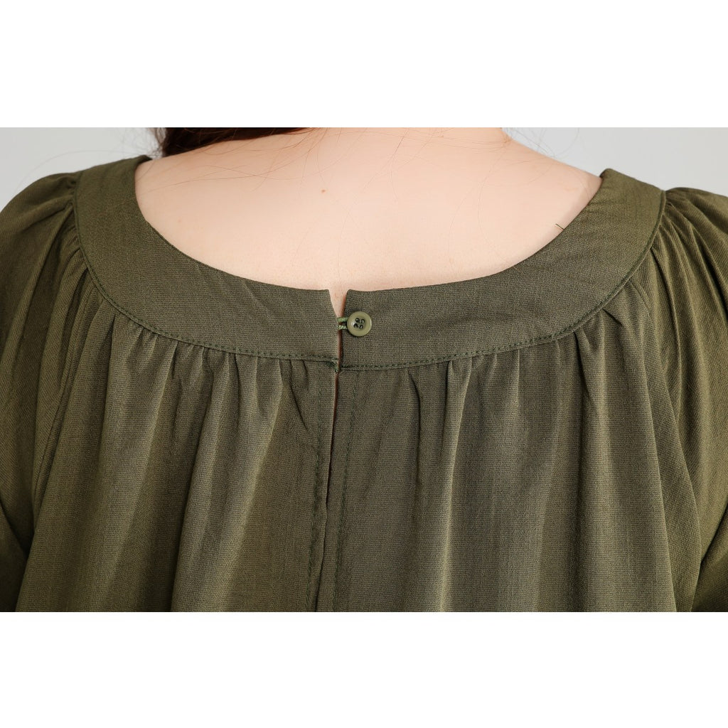 Plus Size Olive Green Square Neck Dress