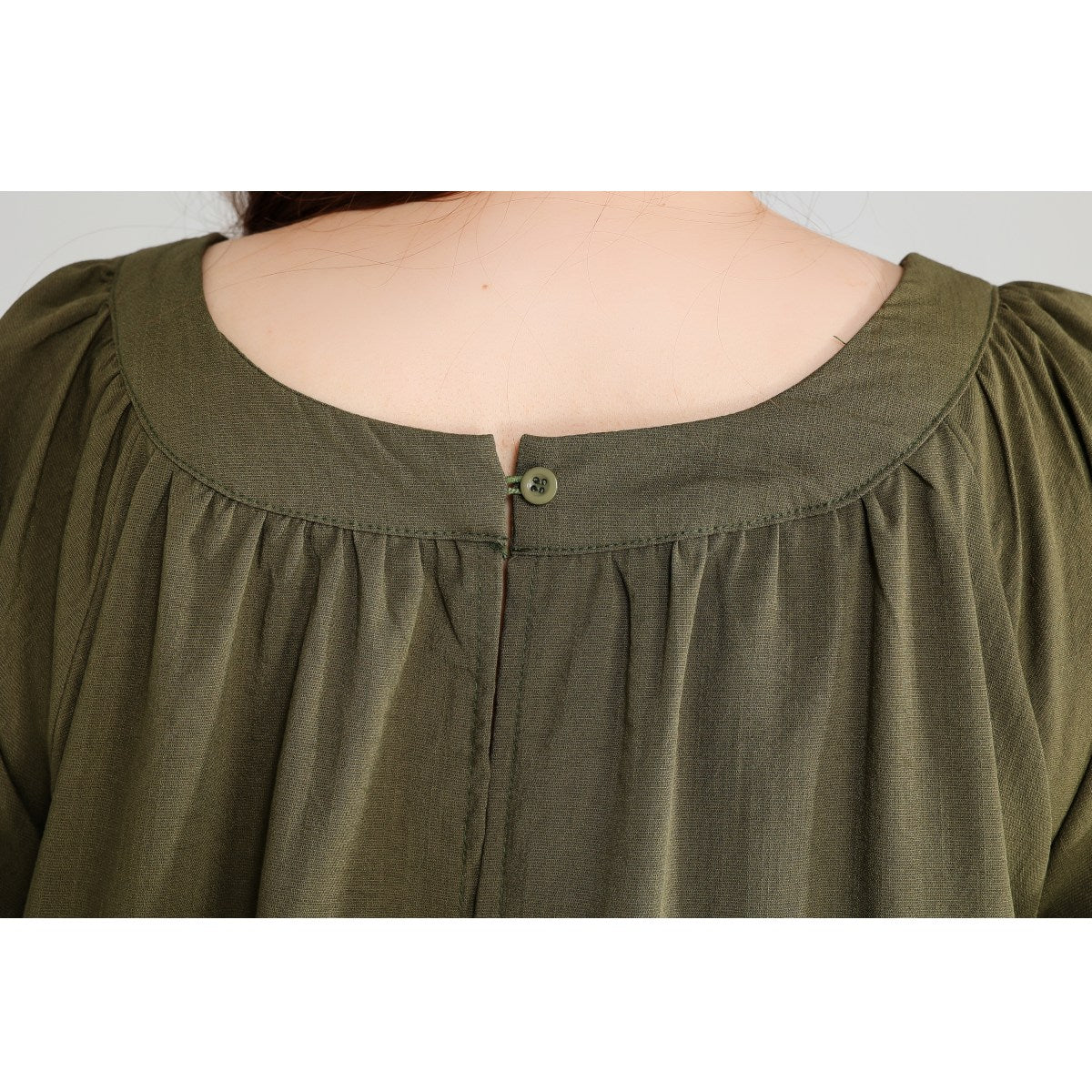 Plus Size Olive Green Square Neck Dress