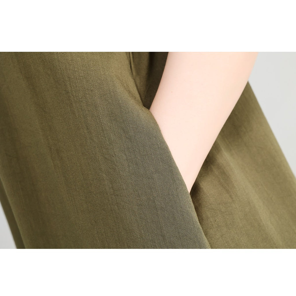 Plus Size Olive Green Square Neck Dress