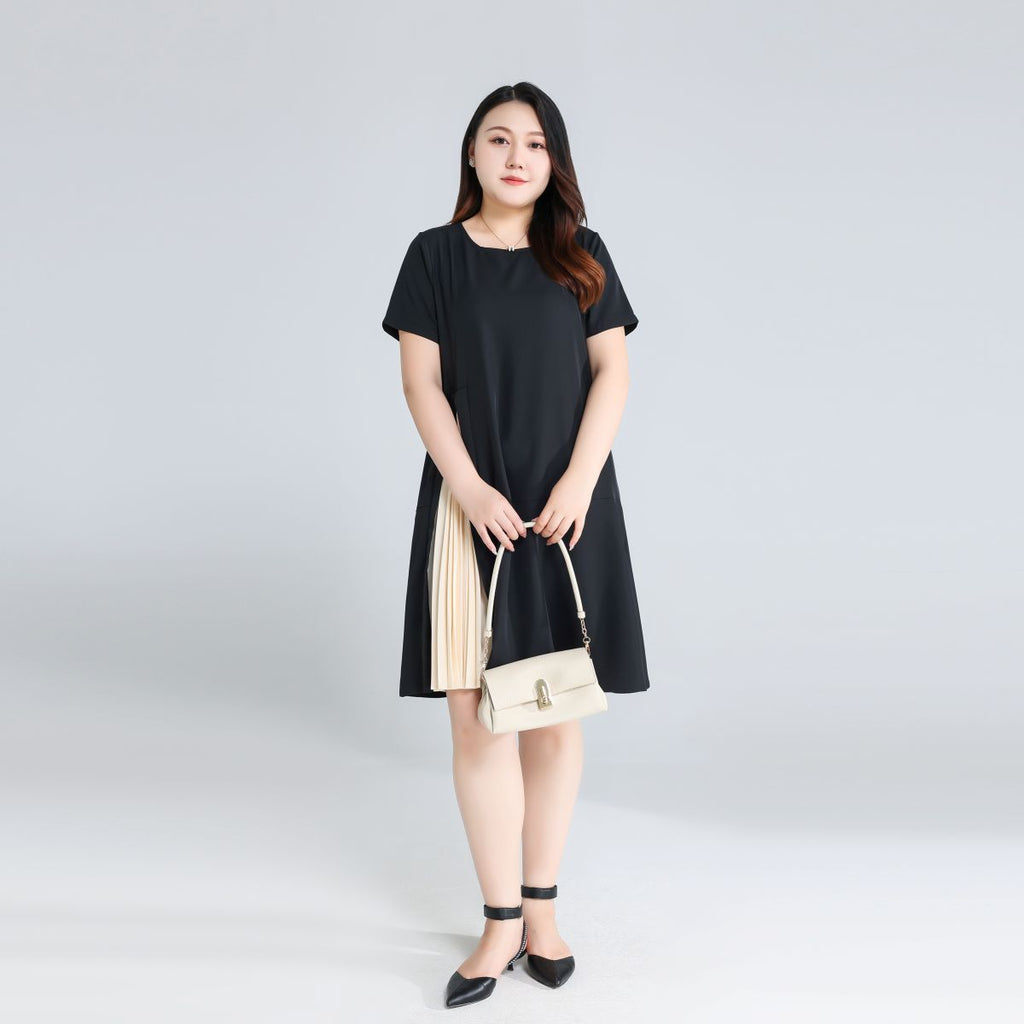 Plus Size Round Neck Work Black Dress