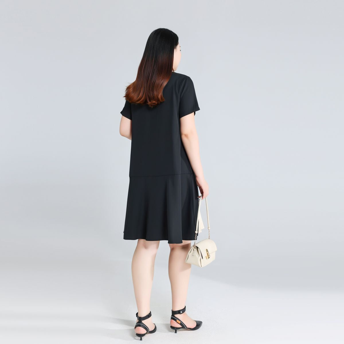 Plus Size Round Neck Work Black Dress