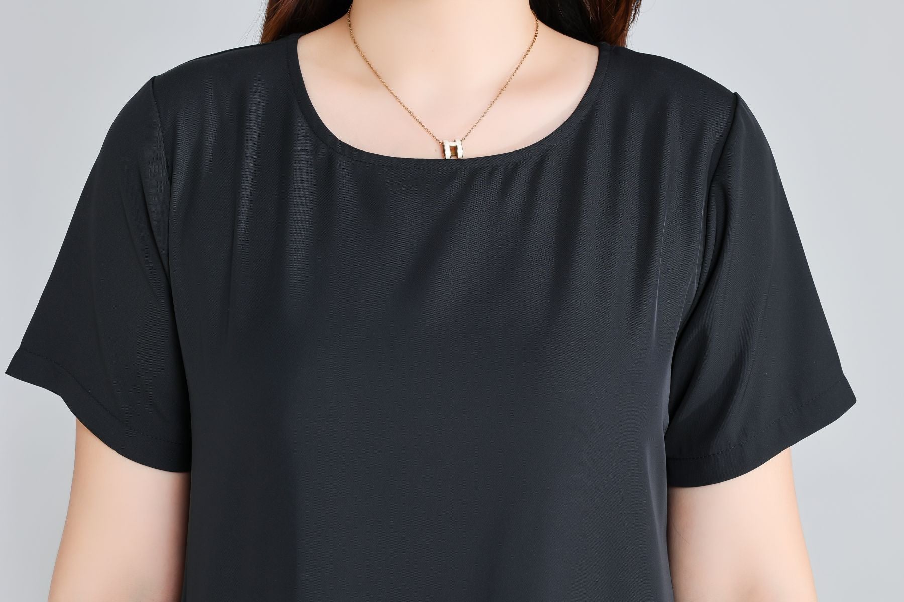 Plus Size Round Neck Work Black Dress