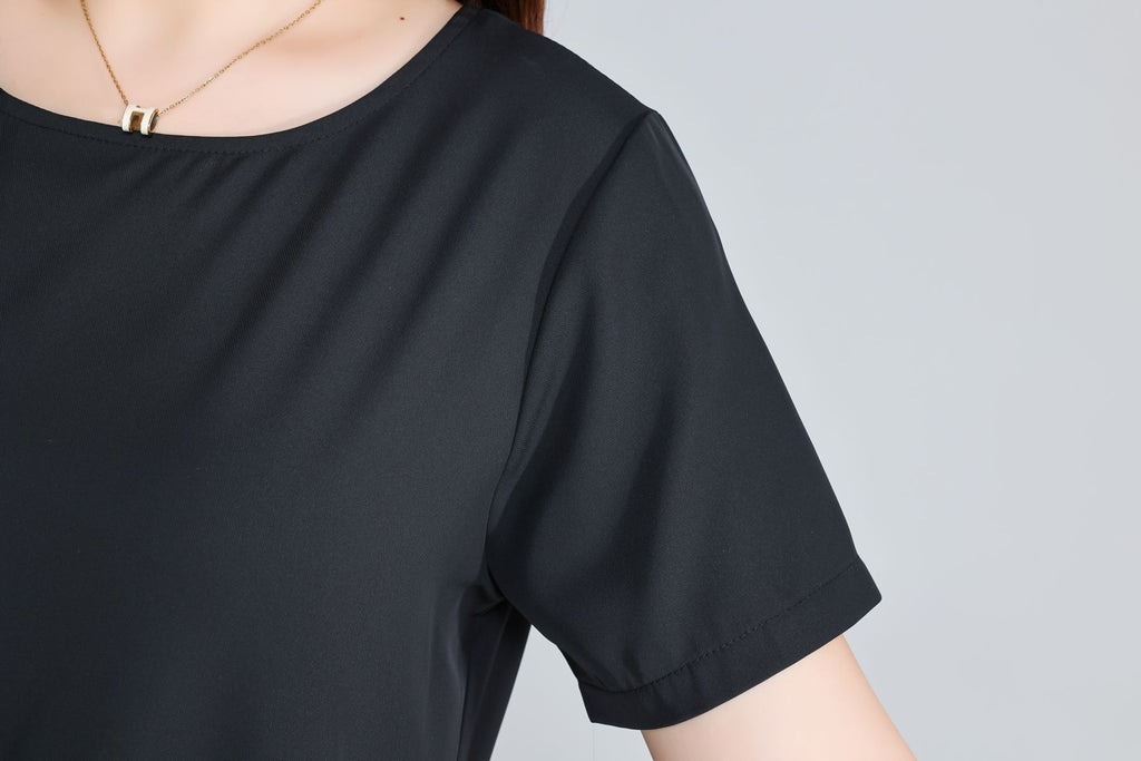 Plus Size Round Neck Work Black Dress