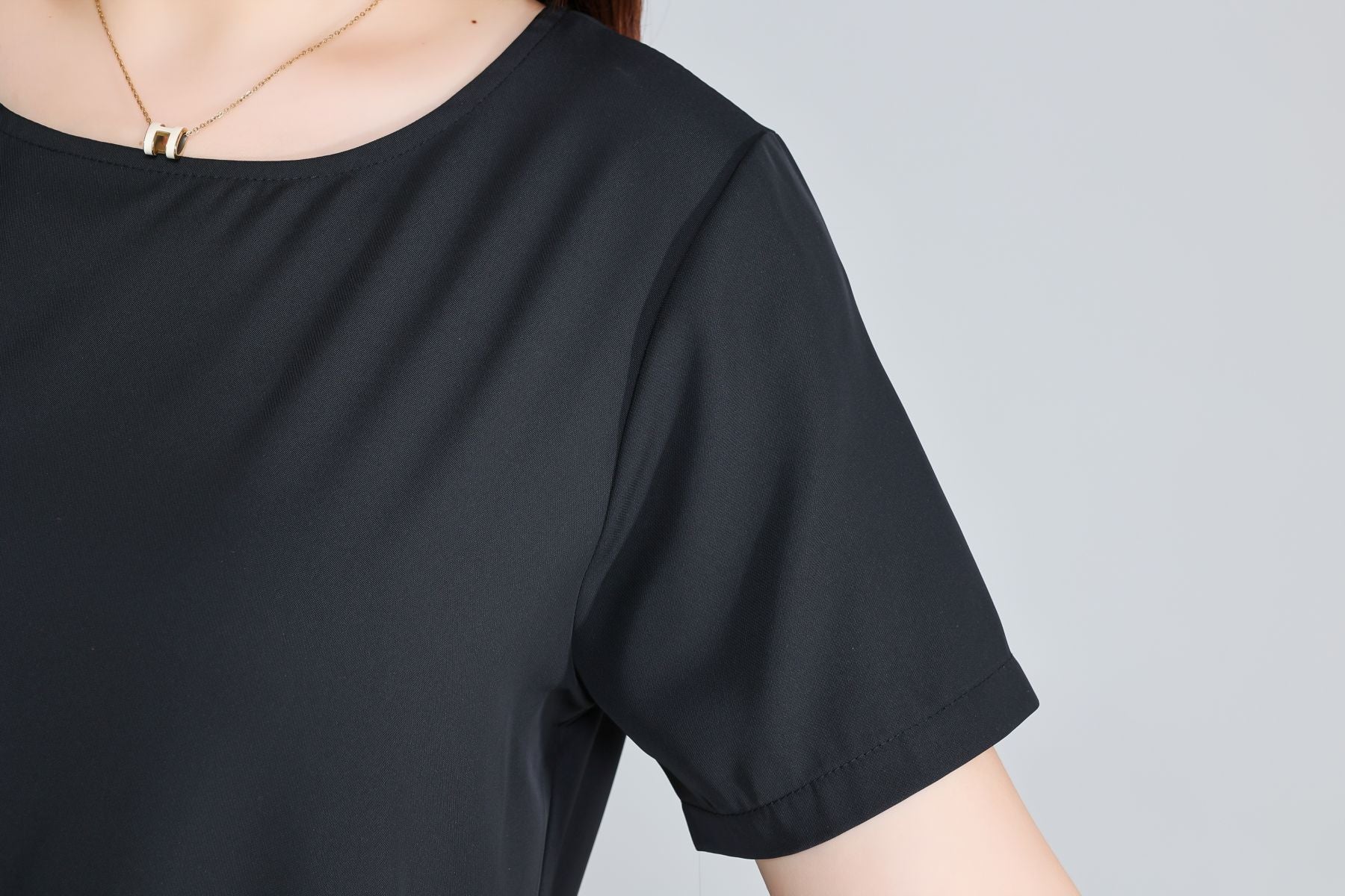 Plus Size Round Neck Work Black Dress