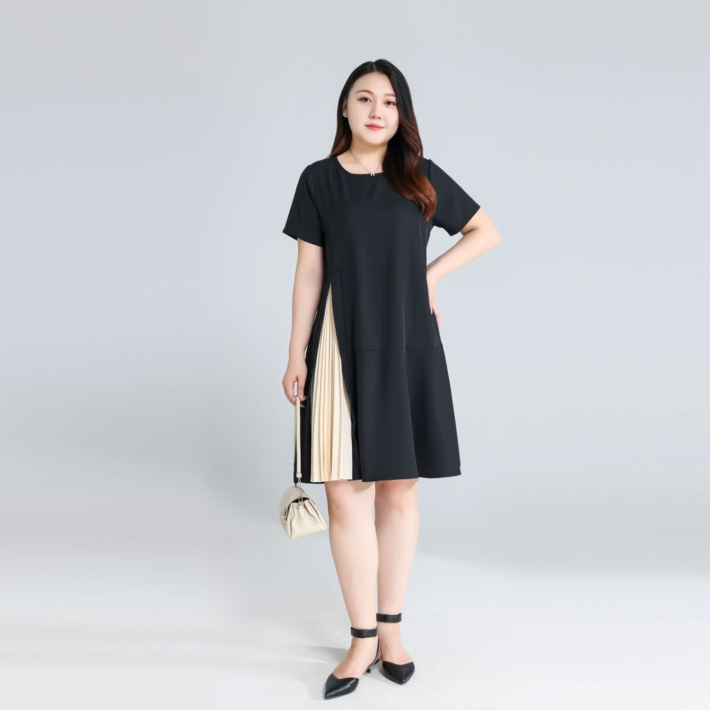 Plus Size Round Neck Work Black Dress