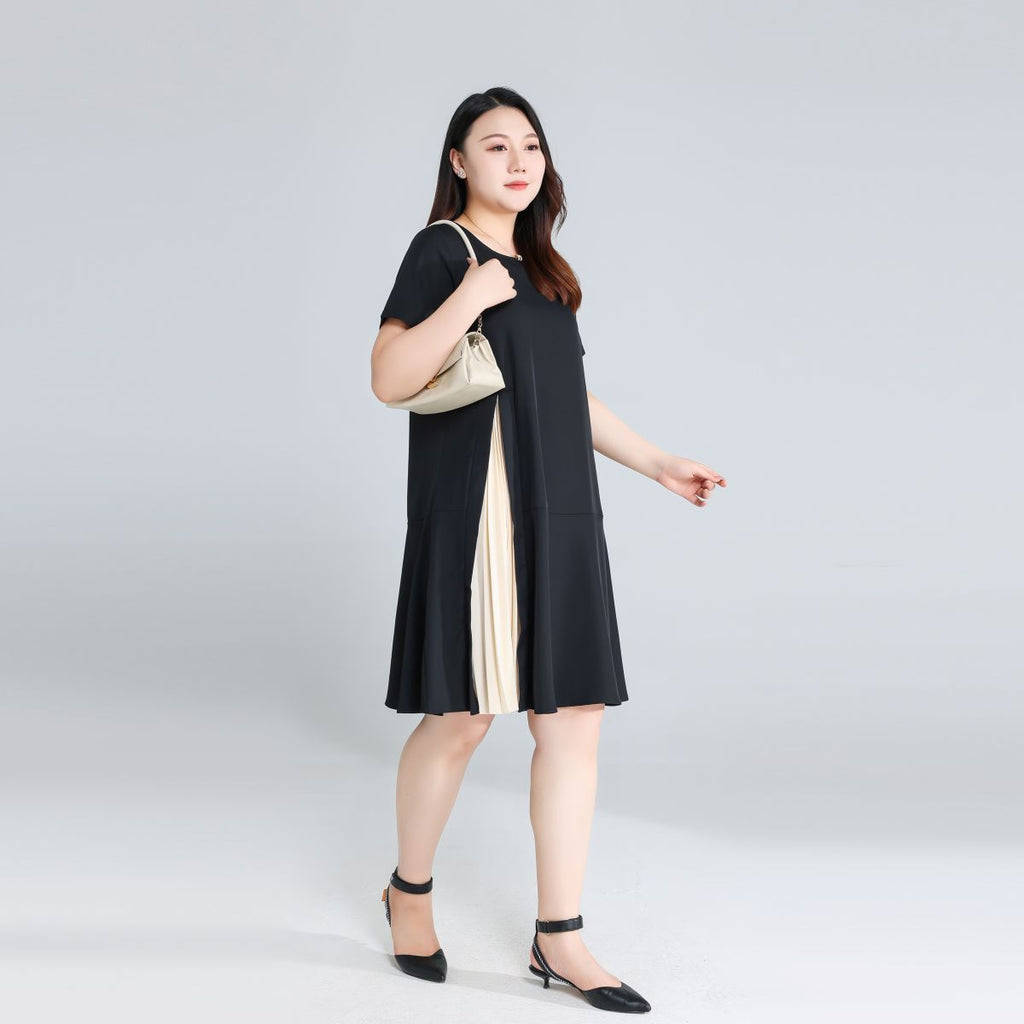 Plus Size Round Neck Work Black Dress