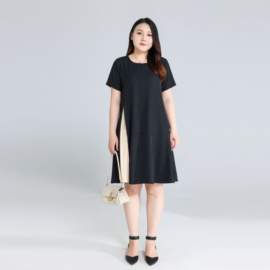 Plus Size Round Neck Work Black Dress