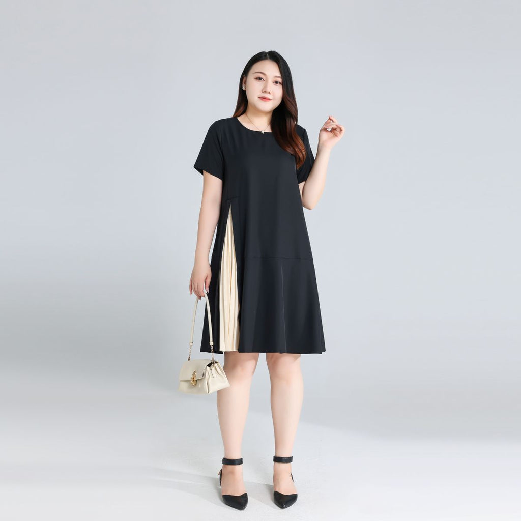 Plus Size Round Neck Work Black Dress