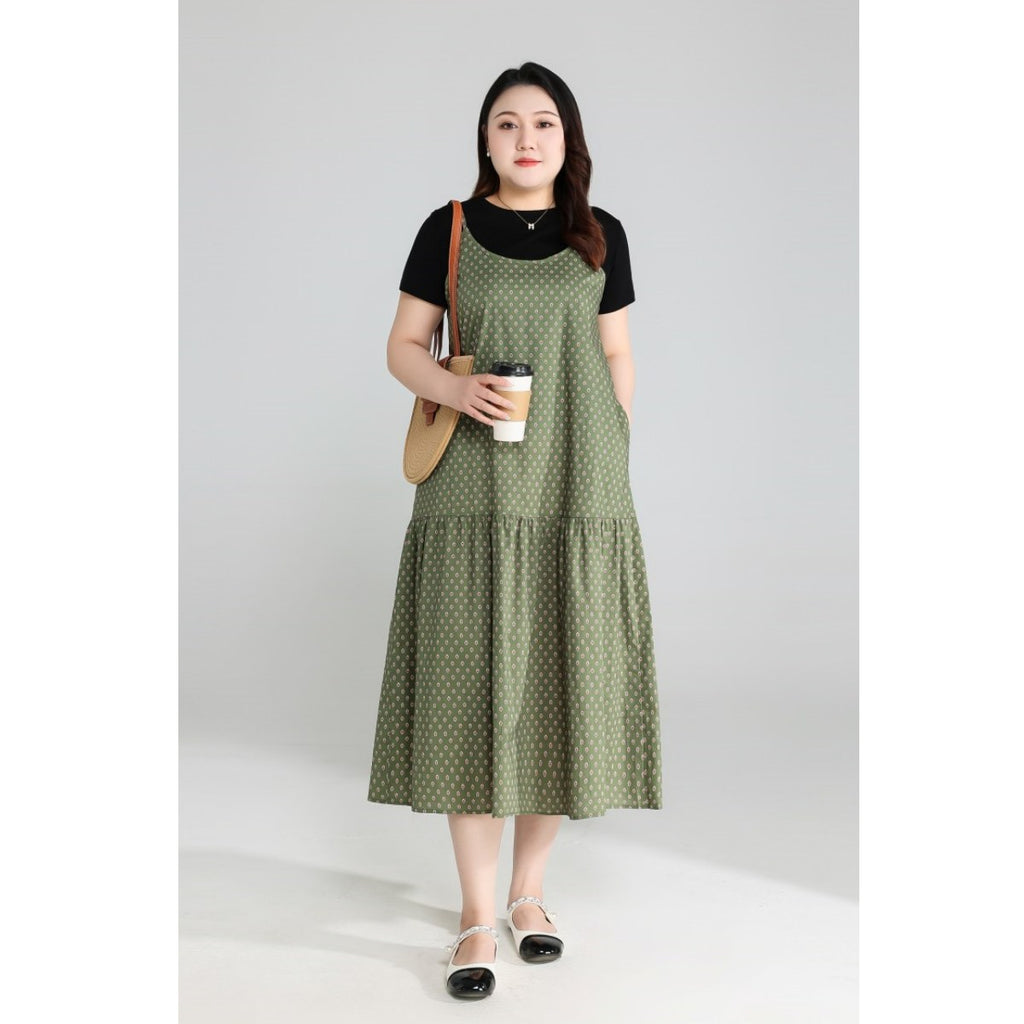 Plus Size Tee and Bohemian Pinafore Dress Set