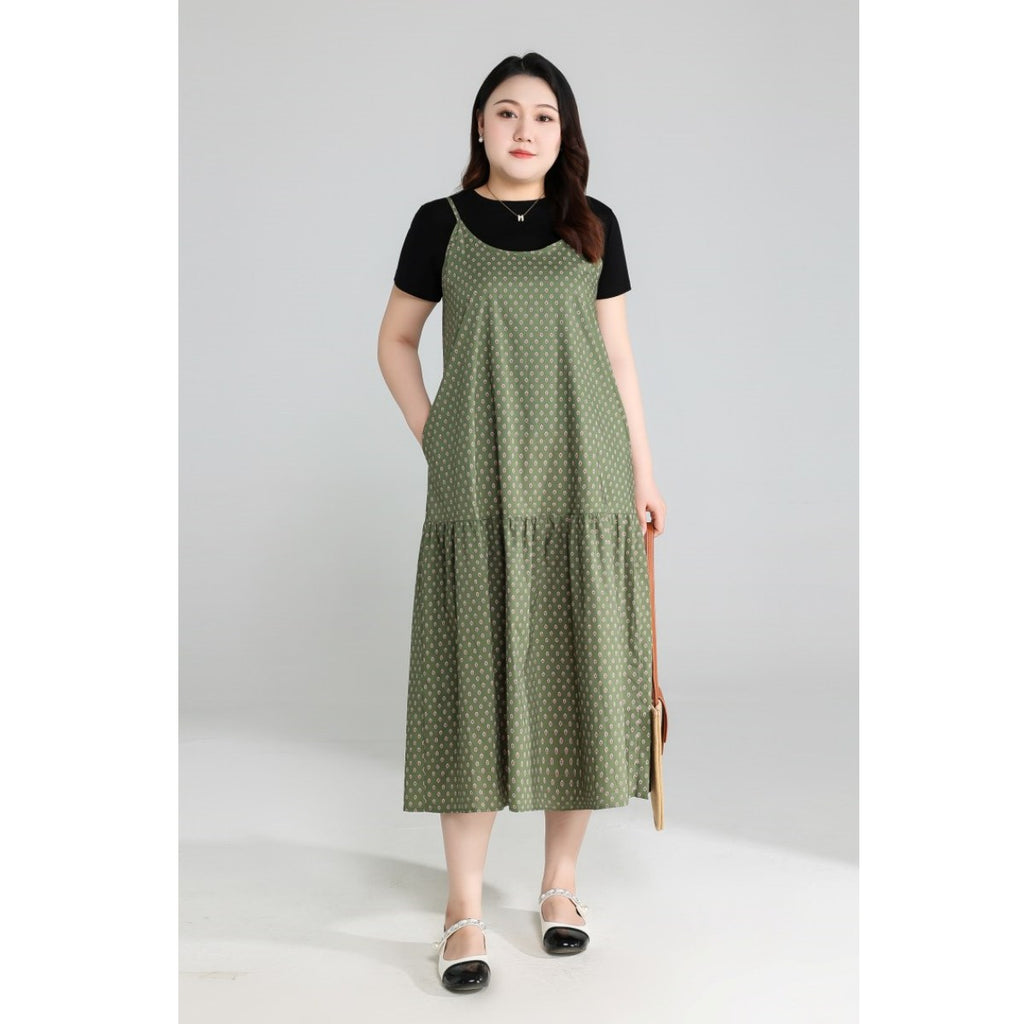 Plus Size Tee and Bohemian Pinafore Dress Set