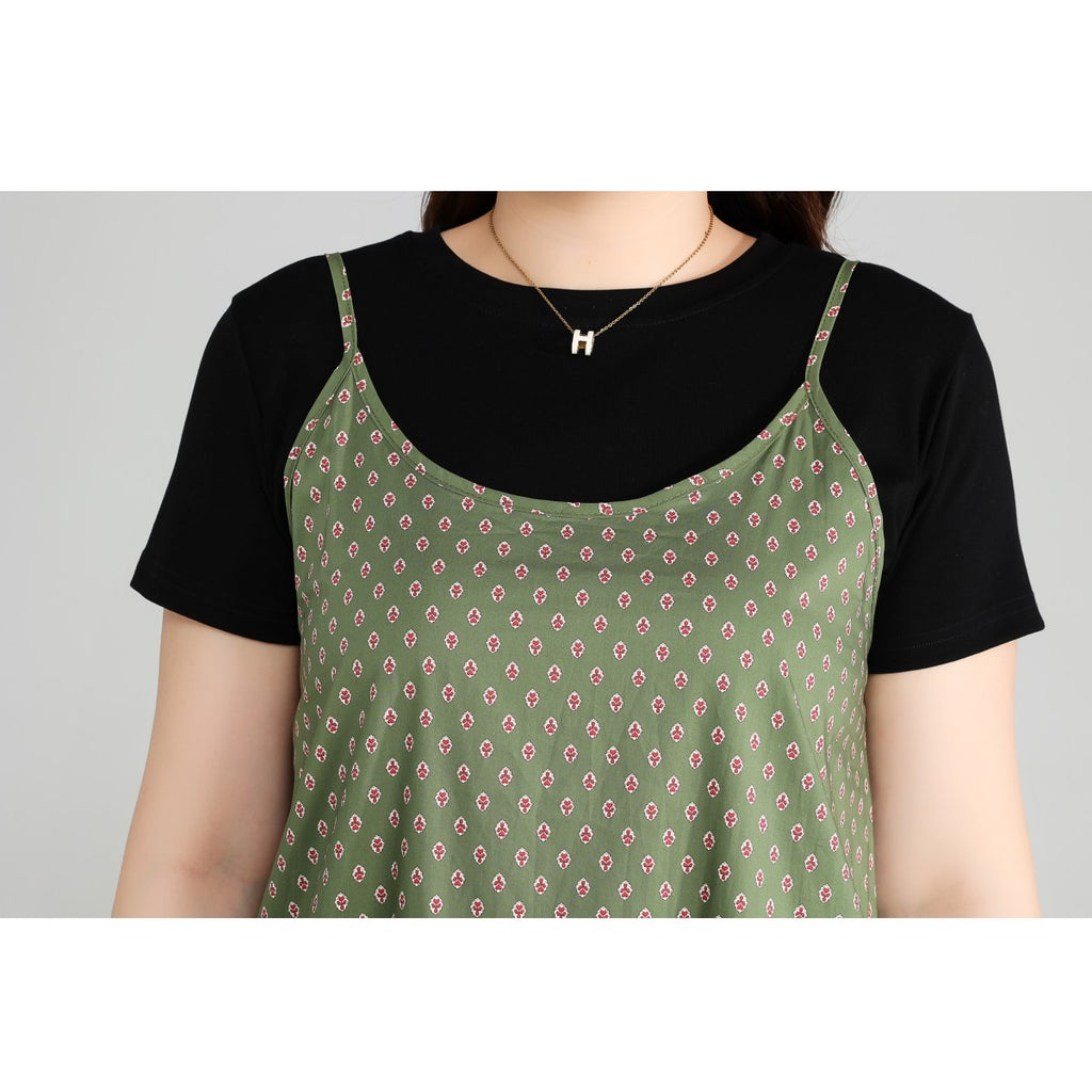 Plus Size Tee and Bohemian Pinafore Dress Set
